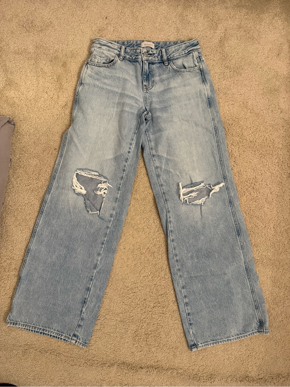 PacSun Faded Light Blue Distressed Wide-Leg Jeans